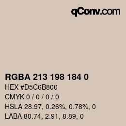 Color code: RGBA 213 198 184 0 | qconv.com