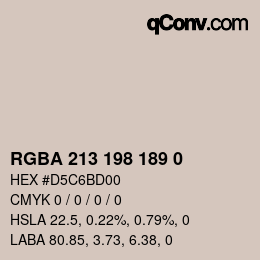 Color code: RGBA 213 198 189 0 | qconv.com
