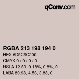 Color code: RGBA 213 198 194 0 | qconv.com