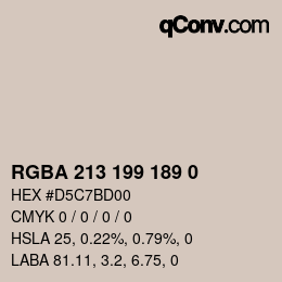 カラーコード: RGBA 213 199 189 0 | qconv.com