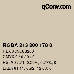 Color code: RGBA 213 200 178 0 | qconv.com