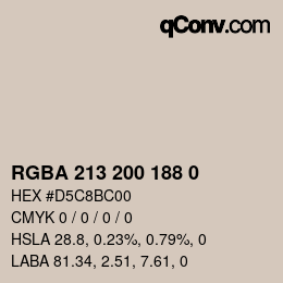 颜色代码: RGBA 213 200 188 0 | qconv.com