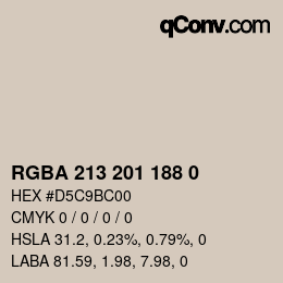 Color code: RGBA 213 201 188 0 | qconv.com