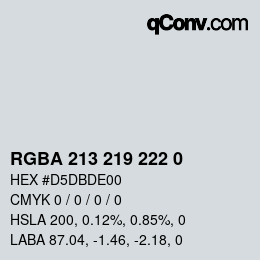 Color code: RGBA 213 219 222 0 | qconv.com