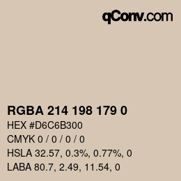 Color code: RGBA 214 198 179 0 | qconv.com
