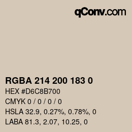 Color code: RGBA 214 200 183 0 | qconv.com