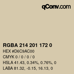 Color code: RGBA 214 201 172 0 | qconv.com