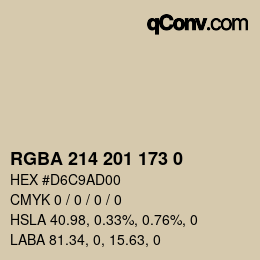 Color code: RGBA 214 201 173 0 | qconv.com