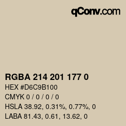 Color code: RGBA 214 201 177 0 | qconv.com