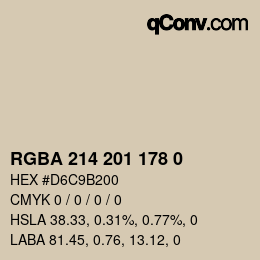 Color code: RGBA 214 201 178 0 | qconv.com
