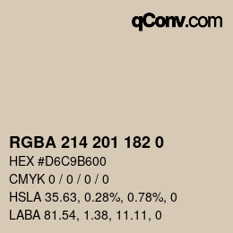 Color code: RGBA 214 201 182 0 | qconv.com