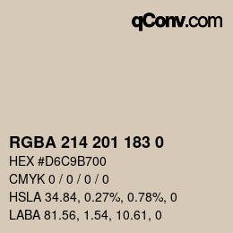 Color code: RGBA 214 201 183 0 | qconv.com