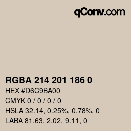 Color code: RGBA 214 201 186 0 | qconv.com