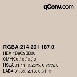 颜色代码: RGBA 214 201 187 0 | qconv.com