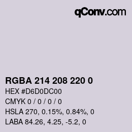 Color code: RGBA 214 208 220 0 | qconv.com