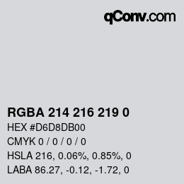 Color code: RGBA 214 216 219 0 | qconv.com