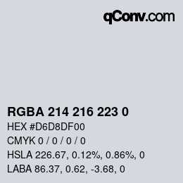 Color code: RGBA 214 216 223 0 | qconv.com