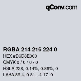 Color code: RGBA 214 216 224 0 | qconv.com
