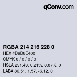 Color code: RGBA 214 216 228 0 | qconv.com