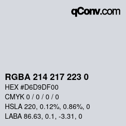 Color code: RGBA 214 217 223 0 | qconv.com