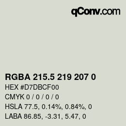 Color code: RGBA 215.5 219 207 0 | qconv.com
