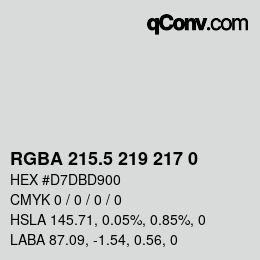 Código de color: RGBA 215.5 219 217 0 | qconv.com