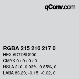 Color code: RGBA 215 216 217 0 | qconv.com