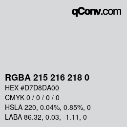 Color code: RGBA 215 216 218 0 | qconv.com