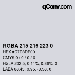 カラーコード: RGBA 215 216 223 0 | qconv.com