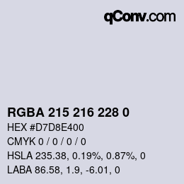 Color code: RGBA 215 216 228 0 | qconv.com