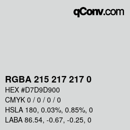 Color code: RGBA 215 217 217 0 | qconv.com