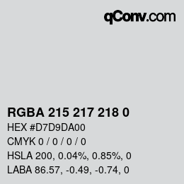 Color code: RGBA 215 217 218 0 | qconv.com
