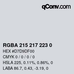 カラーコード: RGBA 215 217 223 0 | qconv.com