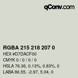 Color code: RGBA 215 218 207 0 | qconv.com