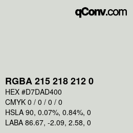 Color code: RGBA 215 218 212 0 | qconv.com