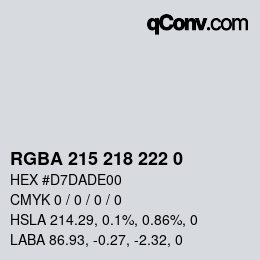 Color code: RGBA 215 218 222 0 | qconv.com