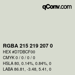 Color code: RGBA 215 219 207 0 | qconv.com