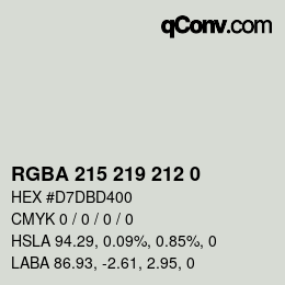 Color code: RGBA 215 219 212 0 | qconv.com