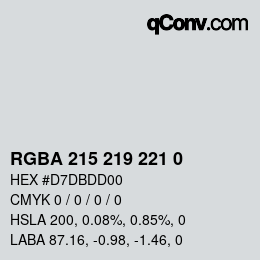 Color code: RGBA 215 219 221 0 | qconv.com