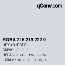 Color code: RGBA 215 219 222 0 | qconv.com