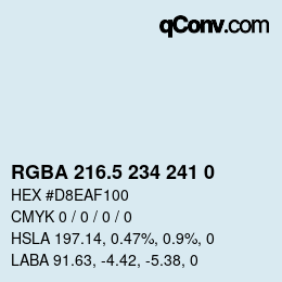 Código de color: RGBA 216.5 234 241 0 | qconv.com