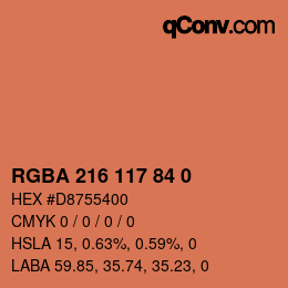 Color code: RGBA 216 117 84 0 | qconv.com
