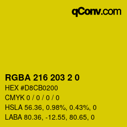 Color code: RGBA 216 203 2 0 | qconv.com