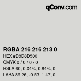Color code: RGBA 216 216 213 0 | qconv.com