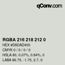 Color code: RGBA 216 218 212 0 | qconv.com