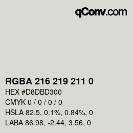カラーコード: RGBA 216 219 211 0 | qconv.com