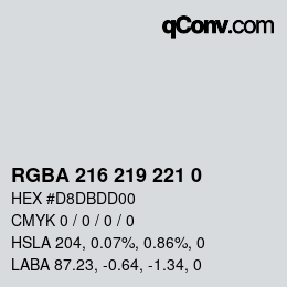 Color code: RGBA 216 219 221 0 | qconv.com