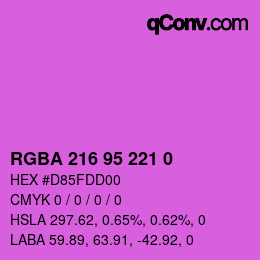 Color code: RGBA 216 95 221 0 | qconv.com