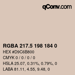 Code couleur: RGBA 217.5 198 184 0 | qconv.com