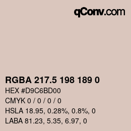 颜色代码: RGBA 217.5 198 189 0 | qconv.com